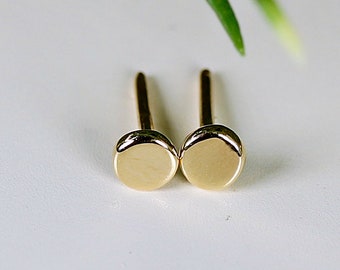 14k Solid Gold Stud Earrings, Tiny Stud Earrings, Dainty Gold Earrings, Gold Dot Earrings, Minimalist Solid Gold Earrings, Sister Gift