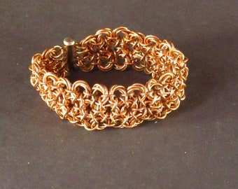 Bronze Japanese Lace Weave Chainmaille Bracelet