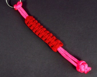 Red and Pink Quick Deploy Strap Paracord Keychain