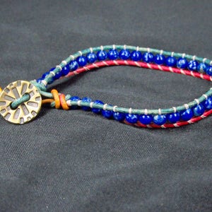 Lapis Lazuli Leather Wrap Spanish Knot Bracelet