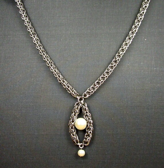 Gunmetal Candy Cane weave anodized aluminum chainmail necklace