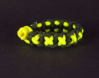 Yellow and Olive Brown Paracord Bracelet