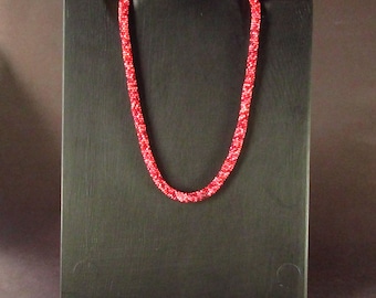 Pink Red Peyote with a Twist Seedbead Rope Necklace