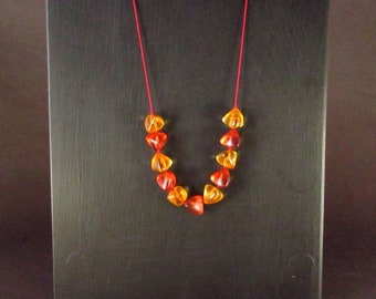 Red and Gold Acrylic Bead Necklace