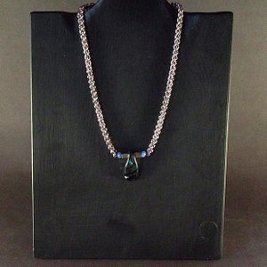 Stainless Steel & Glass Pendant Jens Pind 3 Weave Chainmaille Necklace