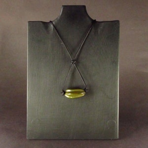 Green Seed Pendant on Knotted Satin Cord Necklace