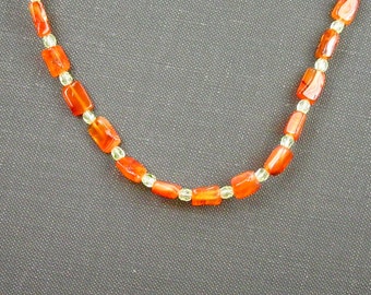 Carnelian and Glass Beaded Necklace