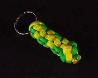 Green and Yellow Paracord Keychain Fob