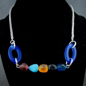 Recycled Glass & Stainless Steel Jens Pind 3 Weave Chainmaille Necklace