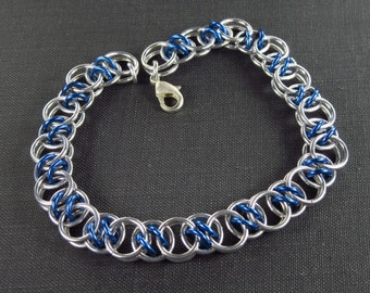 Anodized Aluminum Acute Helm Weave Chainmaille Bracelet