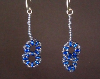 Blue Superduo Figure 8 Stitch Seed bead Earrings