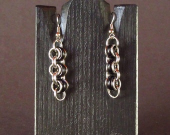 Aluminum & Glass Bicycle Chain Weave Chainmaille Earrings