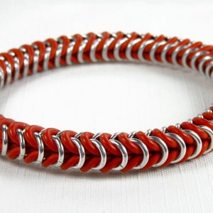 Rubber & Aluminum Box Weave Chaimnaille Stretch Bracelet
