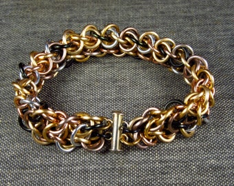 Metallic Mix Anodized Aluminum Elfweave Braid Weave Chainmaille Bracelet