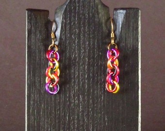 Anodized Aluminum & Enameled Copper Two in 2 Mobius Weave Chainmaille Earrings