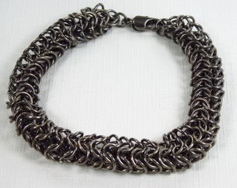 Gunmetal Roundmaille Weave Chainmaille Bracelet