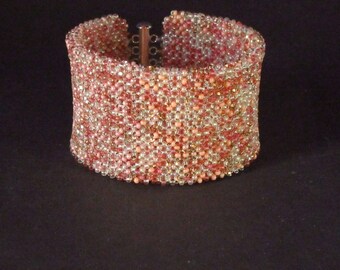 Shades of Pink Cubic Right Angle Weave Bangle Cuff Seedbead Bracelet
