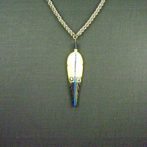 Stainless Steel & Wood Feather Pendant Jens Pind Chainmaille Necklace