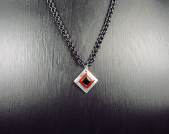 Black Aluminum & Enameled Pendant Jens Pind Chainmaille Necklace