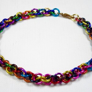 Rainbow Colors Anodized Aluminum Loose Jens Pind Weave Chainmaille Bracelet