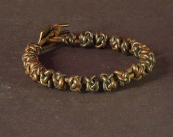 Brown Leather Diamond Knot Bracelet