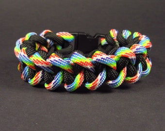 Rainbow Pastel and Black Paracord Bracelet