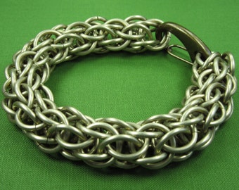 Nickel Candy Cane Cord Weave Chainmaille Bracelet