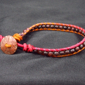 Matte Garnet Leather Wrap Spanish Knot Bracelet