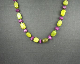 Serpentine and Stone Knotted Necklace