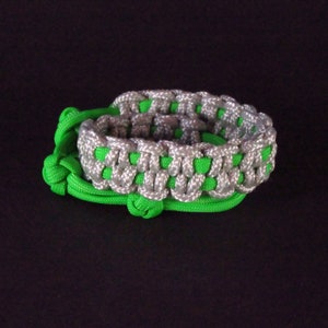 Silver Grey and Green Paracord Wrap Bracelet