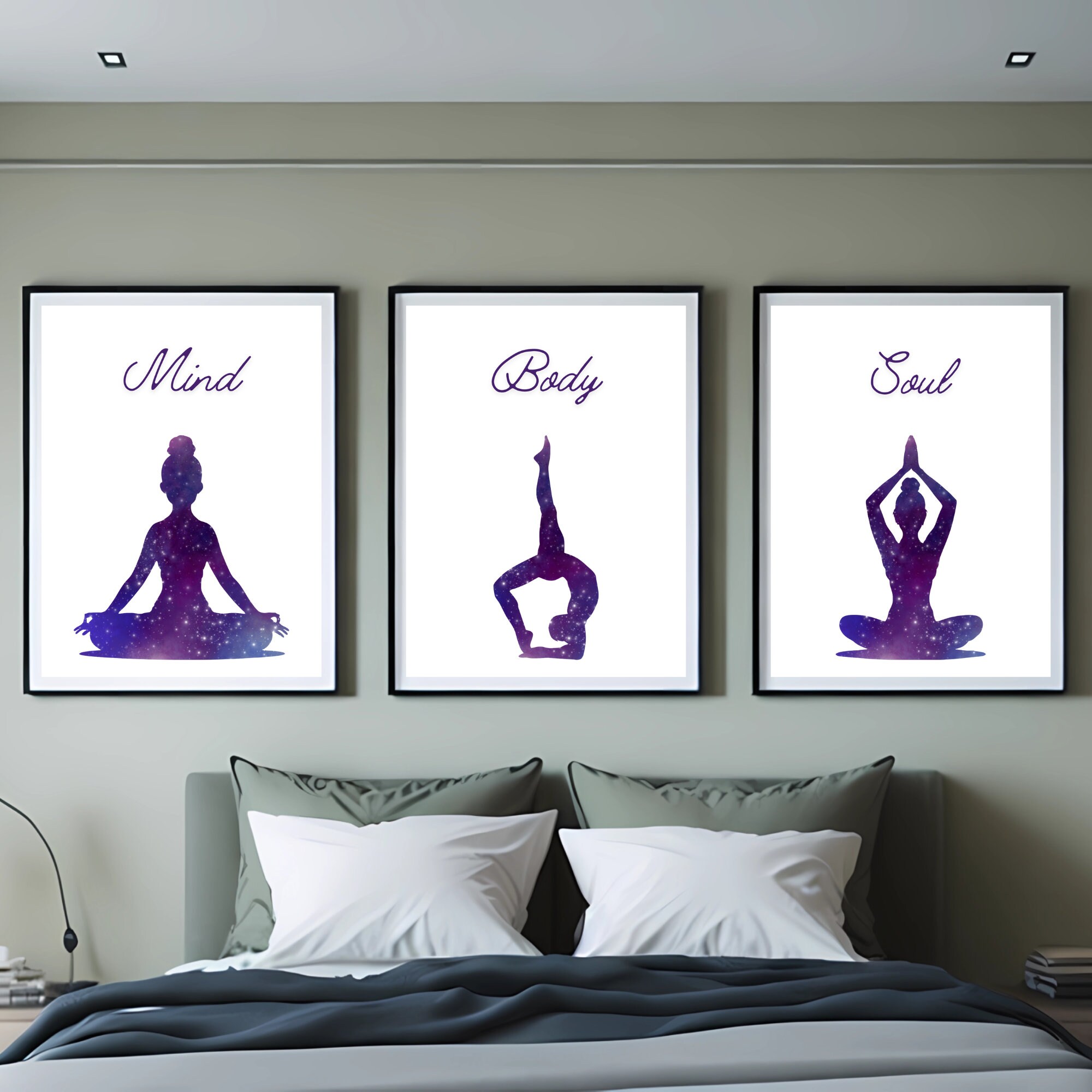 Printable Mind Body Soul Wall Art in Purple, Instant Download Print ...