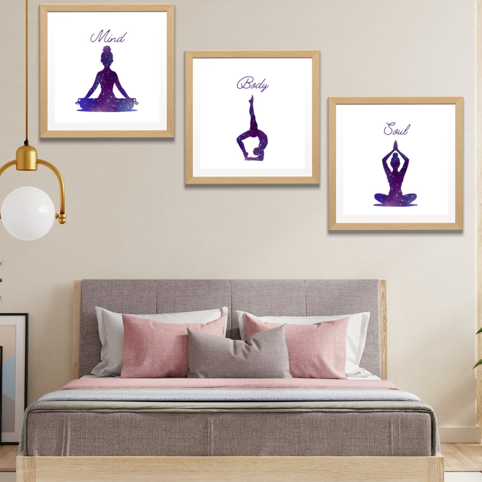 Printable Mind Body Soul Wall Art in Purple, Instant Download Print ...