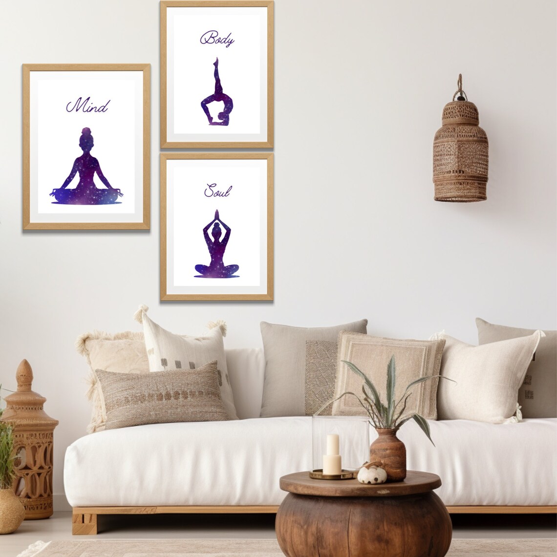 Printable Mind Body Soul Wall Art in Purple, Instant Download Print ...