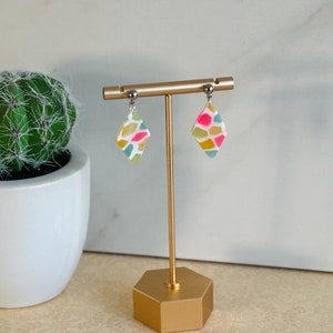 Stained Glass Window Earrings | Rainbow Dangle Earrings | Colorful Earrings | Rainbow Marble Earrings | Colorful Translucent Earrings