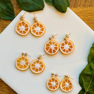 Orange Slice Earrings | Realistic Orange Earrings | Polymer Clay Dangle Earrings | Citrus Earrings | Summer Fruit Earrings