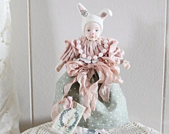 Shabby Altered Bunny Vintage Baby Doll