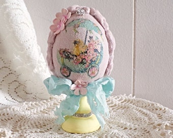 Shabby Upcycled Vintage Easter Sugar Egg Home Decor