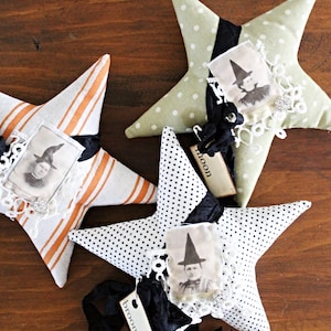 Handmade Shabby Halloween Witch Star Bowl Fillers Home Decor
