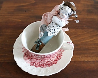 Shabby Vintage Assemblage Art Doll