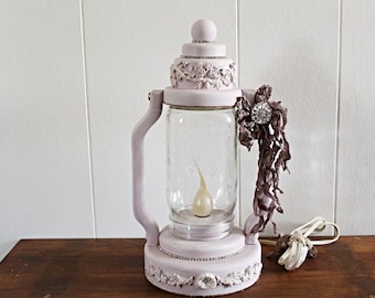 Shabby Upcycled Wood Jar Pink Lantern Home Decor