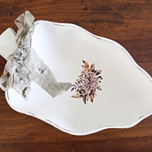 Shabby Upcycled Vintage Wood Leaf Autumn Tray Home Decor