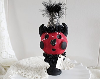 Handmade Folk Art Clay Halloween Mischievous Devil  Home Decor