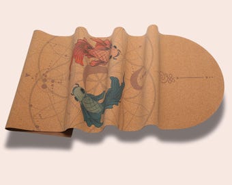 Koi Fish Cork Yoga Mat: Eco-Friendly, Non-Slip, Sustainable