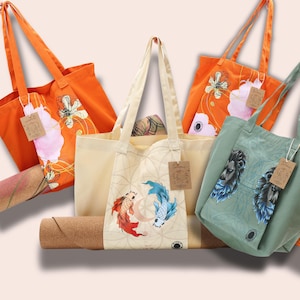 Organic Cotton Canvas Yoga Tote Bag: Mat Sleeve Carrier