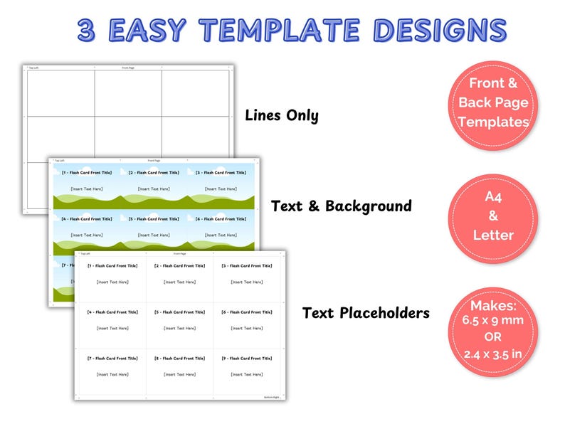 Flash Cards Canva Template, Double Sided Printable Flash Cards for Kids