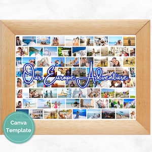 Modello per collage di foto di paesaggi su Canva. Ricordi perfetti per le feste, decorazioni per il primo compleanno, regalo di anniversario per lui, striscione di compleanno.