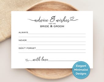 Advice and Wishes for the Bride and Groom Printable, Polaroid Guest Book Activity for Bridal Shower,  Wedding Advice Card, Minimalist Design