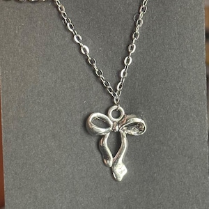 Bow ribbon pendant silver necklace handmade Lana del rey, Gracie abrams , lacy olivia Rodrigo inspired pop music coquette aesthetic 2000s