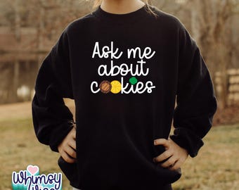 Ask Me About Cookies Youth Crewneck Sweatshirt (7 colors)