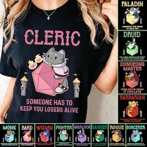 cleric dnd shirt, dnd shirt, rogue love shirt, Cat DnD Shirt, Funny Unisex Tee, Mental Health DM Gift, Game Masters